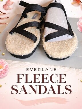 Everlane Black  Fleece Sandals 10